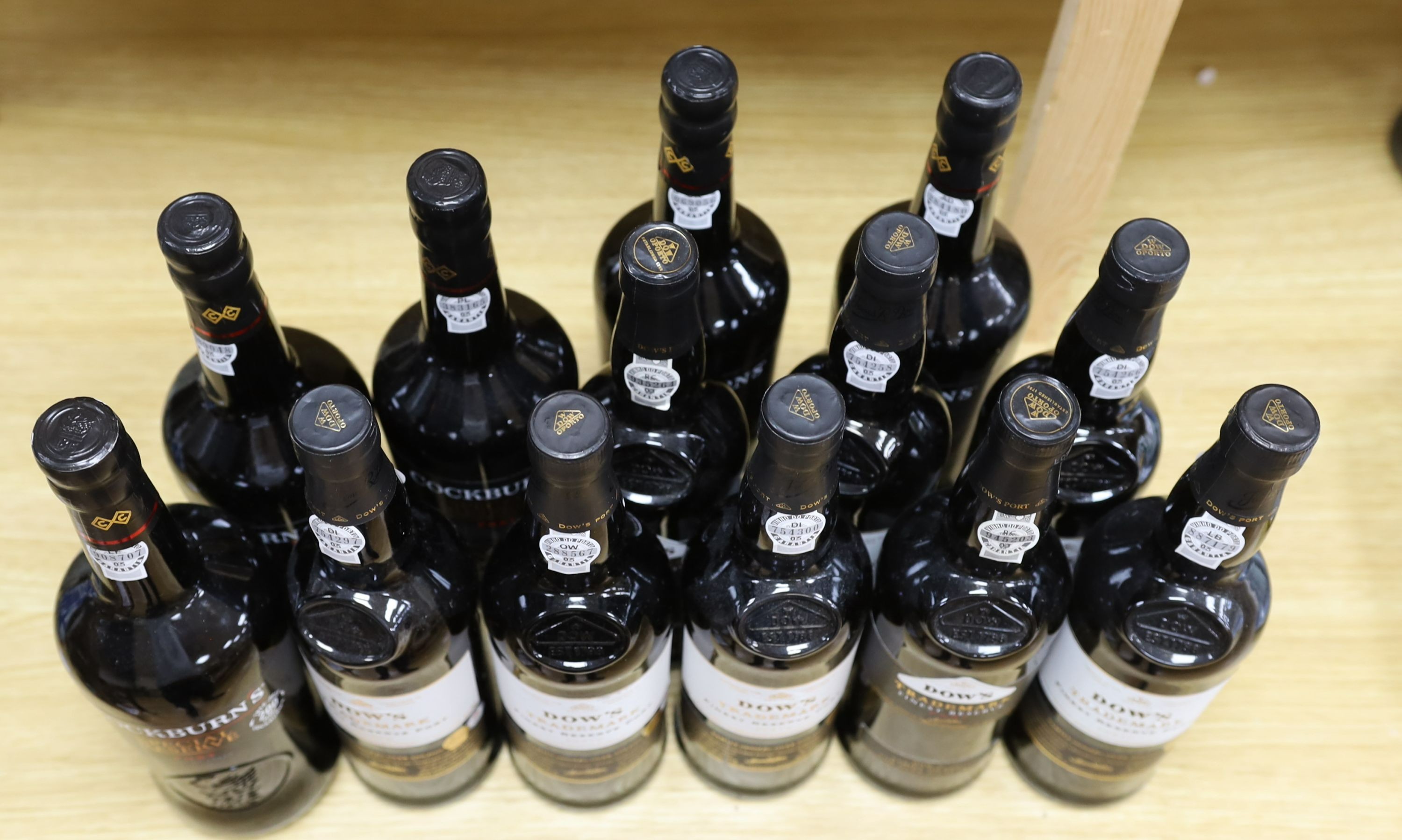 5 bottles of Cockburns special reserve port and 8 bottles of Dows trademark finest reserve port
